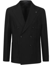 Tagliatore - Double-Breasted Textured Blazer - Lyst