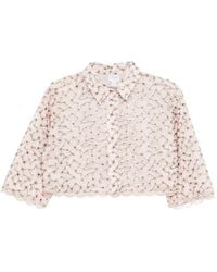 Giambattista Valli - Floral-Embroidered Cropped Shirt - Lyst