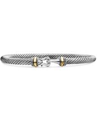 David Yurman - Sterling Silver And 18kt Yellow Gold Cable Bracelet - Lyst