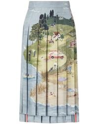 Thom Browne - Nantucket Scenic Pleated Midi Skirt - Lyst