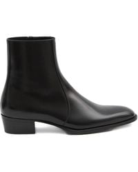 Saint Laurent - Roman Almond-Toe Zip Boots - Lyst
