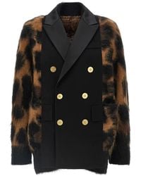 Sacai - Double-Breasted Leopard-Print Cardigan - Lyst