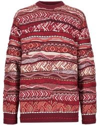 Laneus - Geometric-Pattern Crew-Neck Sweater - Lyst