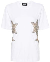 DSquared² - Crystal-embellished Cotton T-shirt - Lyst
