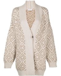 Brunello Cucinelli - Jacquard-Knit Cardigan - Lyst