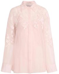 Valentino Garavani - Floral-Appliqué Silk-Chiffon Shirt - Lyst