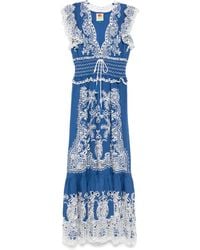 FARM Rio - Embroidered Linen-Blend Maxi Dress - Lyst