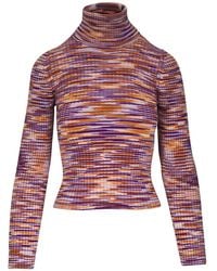 Mother - Striped Turtleneck Sweater - Lyst