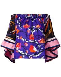 PUCCI - Off Shoulder Floral Blouse - Lyst