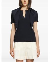 Max Mara - Ribbed-Knit Tie-Detail Short-Sleeve Sweater - Lyst