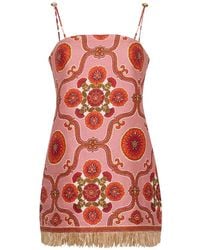 Cara Cara - Valencia Floral-Print Fringed Mini Dress - Lyst