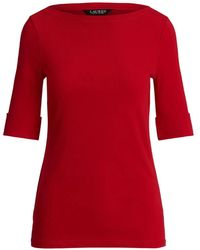 Ralph Lauren - Boat-Neck Elbow-Sleeve T-Shirt - Lyst