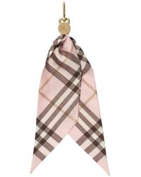 Burberry - Check Silk Scarf Charm - Lyst