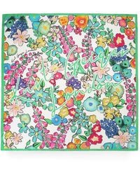 Kurt Geiger - Floral-Print Logo-Script Scarf - Lyst