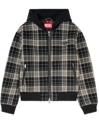 DIESEL - Check-Flannel Bomber Jacket With Teddy Interior - Lyst