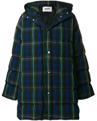 MSGM Geruite Gewatteerde Jas - Groen