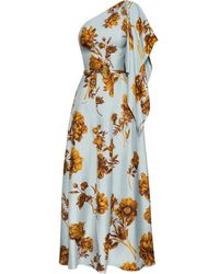 Oscar de la Renta - Abito Lungo Monospalla A Fiori - Lyst