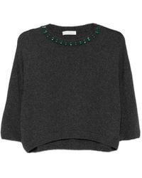 Liviana Conti - Crystal-Embellished Knitted Sweater - Lyst