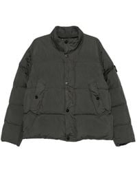 Stone Island - Padded Stand-Up Collar Jacket With Elastic Cuffs & Drawstring Hem - Lyst