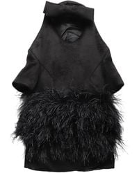 VAQUERA - Robe Bordée De Plumes À Détail Nœud - Lyst
