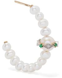 Pascale Monvoisin - 9Kt- Chelsea N°1 Pearl And Diamond Hoop Earring - Lyst