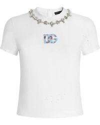 Dolce & Gabbana - Floral-Detail Crew Neck T-Shirt - Lyst