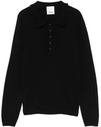 Allude - Ruffle-Trimmed Polo-Collar Sweater - Lyst