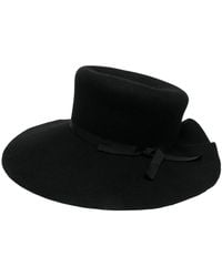 Yohji Yamamoto Wool Scalloped-brim Hat - Black