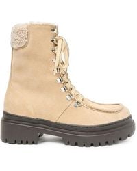 Peserico - Shearling-Trim Lace-Up Boots - Lyst