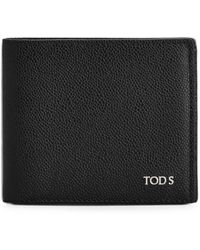 Tod's - Logo-Plaque Pebbled-Leather Wallet - Lyst