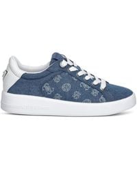 Guess - Denim Low-Top Sneakers Met Borduurwerk - Lyst