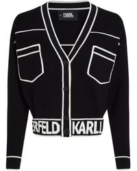 Karl Lagerfeld - Cardigan Cropped Avec Logo Karl - Lyst