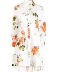 Erdem - Floral-print Cotton Mini Shirtdress - Lyst