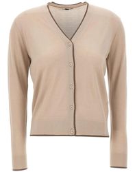 Max Mara - V-Neck Contrast-Trim Cardigan - Lyst
