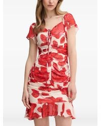 GAUDI - Floral-Print Ruched-Effect Mini Dress - Lyst