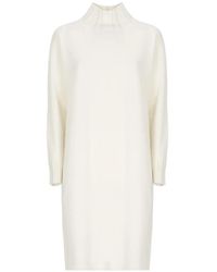 Fabiana Filippi - Platinum Ribbed-Trim Knit Mini Dress - Lyst
