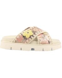 Mou - Sequin-Embellished Flat Sandals - Lyst