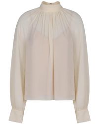 Vince - Turtleneck Draped Blouse - Lyst