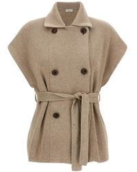 Brunello Cucinelli - Sequin-Application Double-Breasted Coat - Lyst