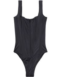 Balenciaga - Scalloped-trim Corset Swimsuit - Lyst