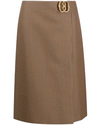 Bally - Logo-Plaque Check-Pattern Skirt - Lyst