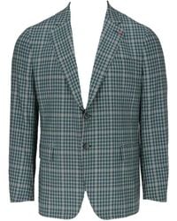 Isaia - Check-Pattern Single-Breasted Blazer - Lyst