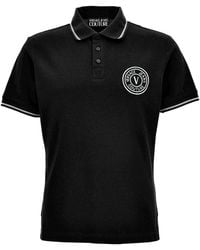 Versace Jeans Couture - Embroidered-Logo Tipped Polo Shirt - Lyst