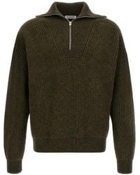 Jil Sander - Pull Côtelé À Col Zippé - Lyst