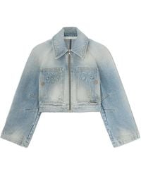 Palm Angels - Veste En Jean Paris À Coupe Crop - Lyst