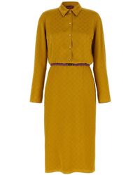 Gucci - Vestido Con Cinturón Y Logo Gg En Jacquard - Lyst