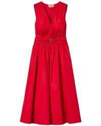 Twinset - Robe Mi-Longue Ceinturée À Col V - Lyst