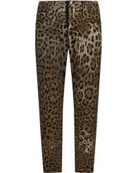 Dolce & Gabbana - Leopard-Print Cropped Trousers - Lyst