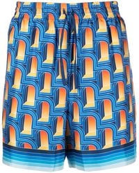 CASABLANCA - L`arche De Nuit Silk Shorts - Lyst