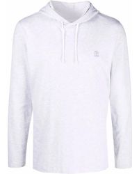 Brunello Cucinelli - Logo Drawstring Hoodie - Lyst